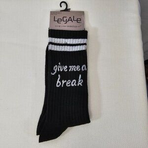 Legale Ladies "give me a break" Black/White Polyester Socks -Shoe Size: 4-10